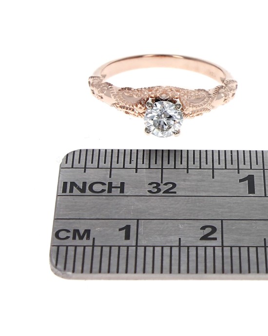 0.48ct Round Brilliant Diamond Milgrain Engagement Ring